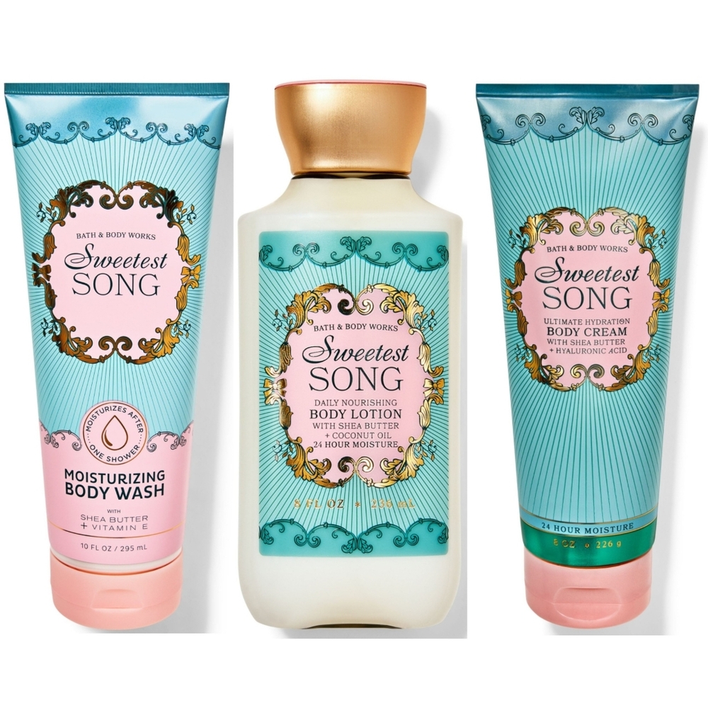Bath Body Works Sweetest Song Body Lotion, Body Wash, & Body Cream 3pc Set NEW